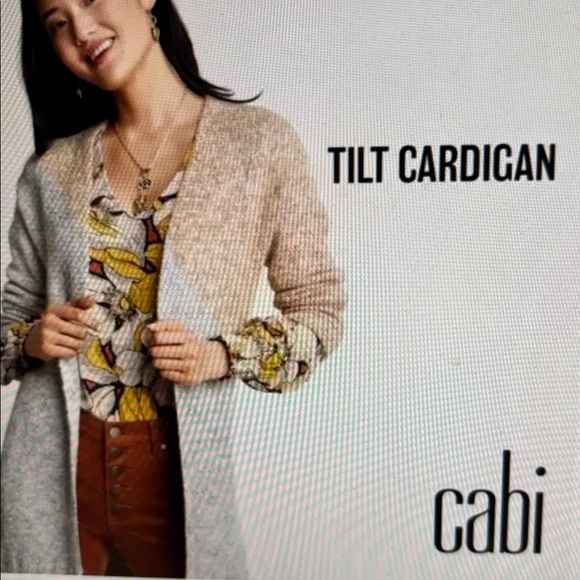 CAbi Sweaters - CAbi Tilt Cardigan Cotton Blend Oversized Sweater Tan and Gray XXS